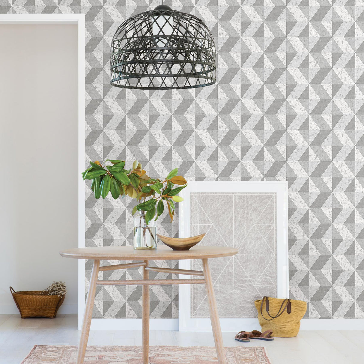 York Cerium Grey Concrete Geometric Wallpaper