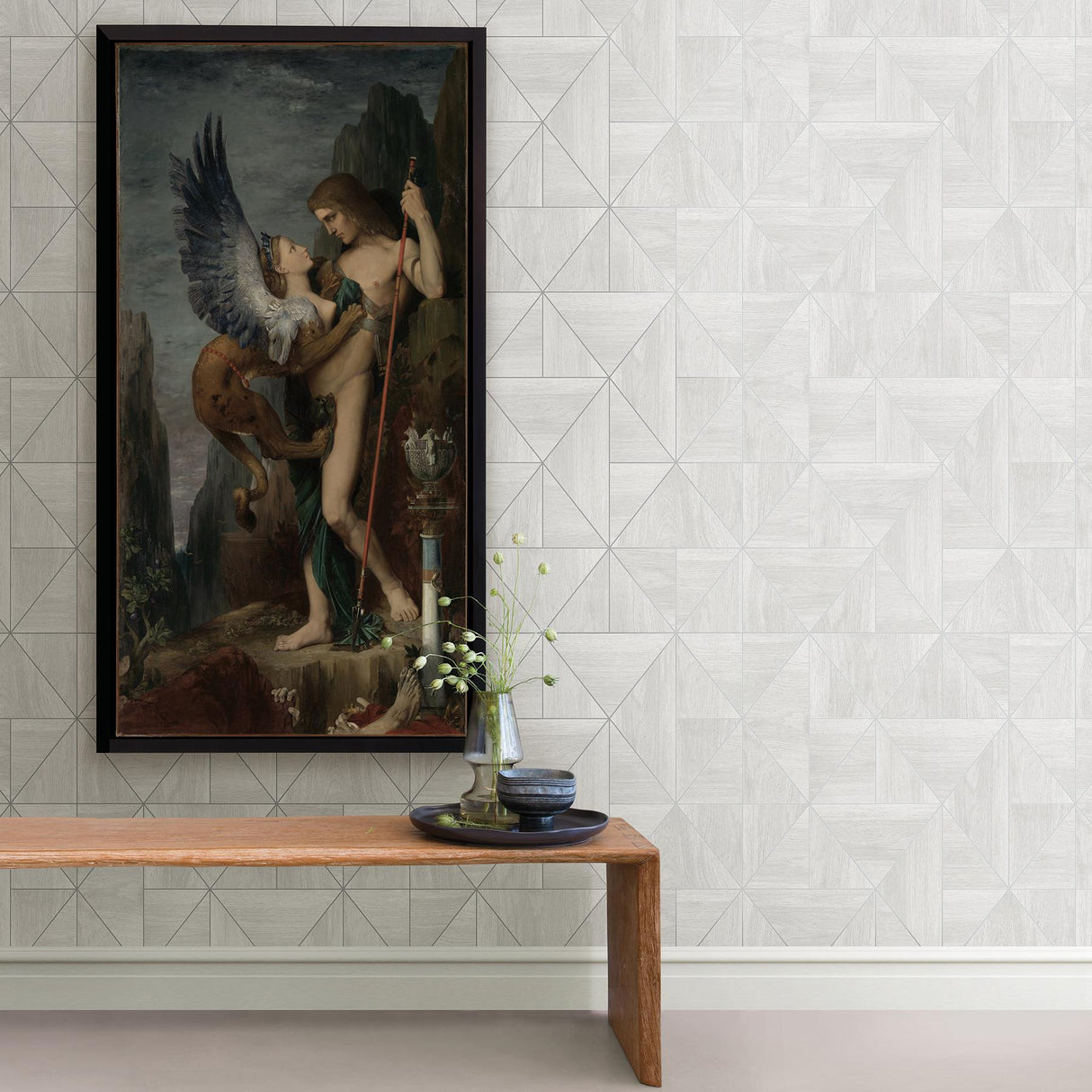 York Cheverny Light Grey Wood Tile Wallpaper