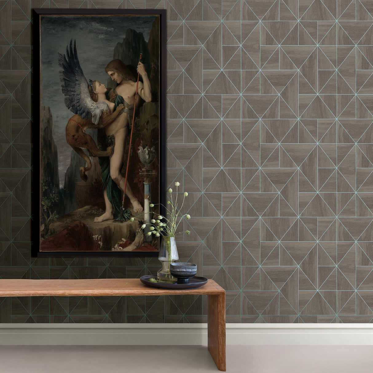 York Cheverny Brown Wood Tile Wallpaper