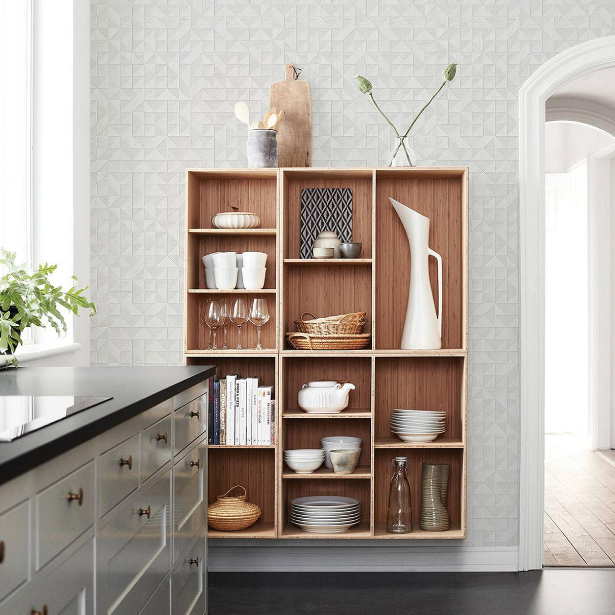 York Gallerie Light Grey Triangle Geometric Wallpaper