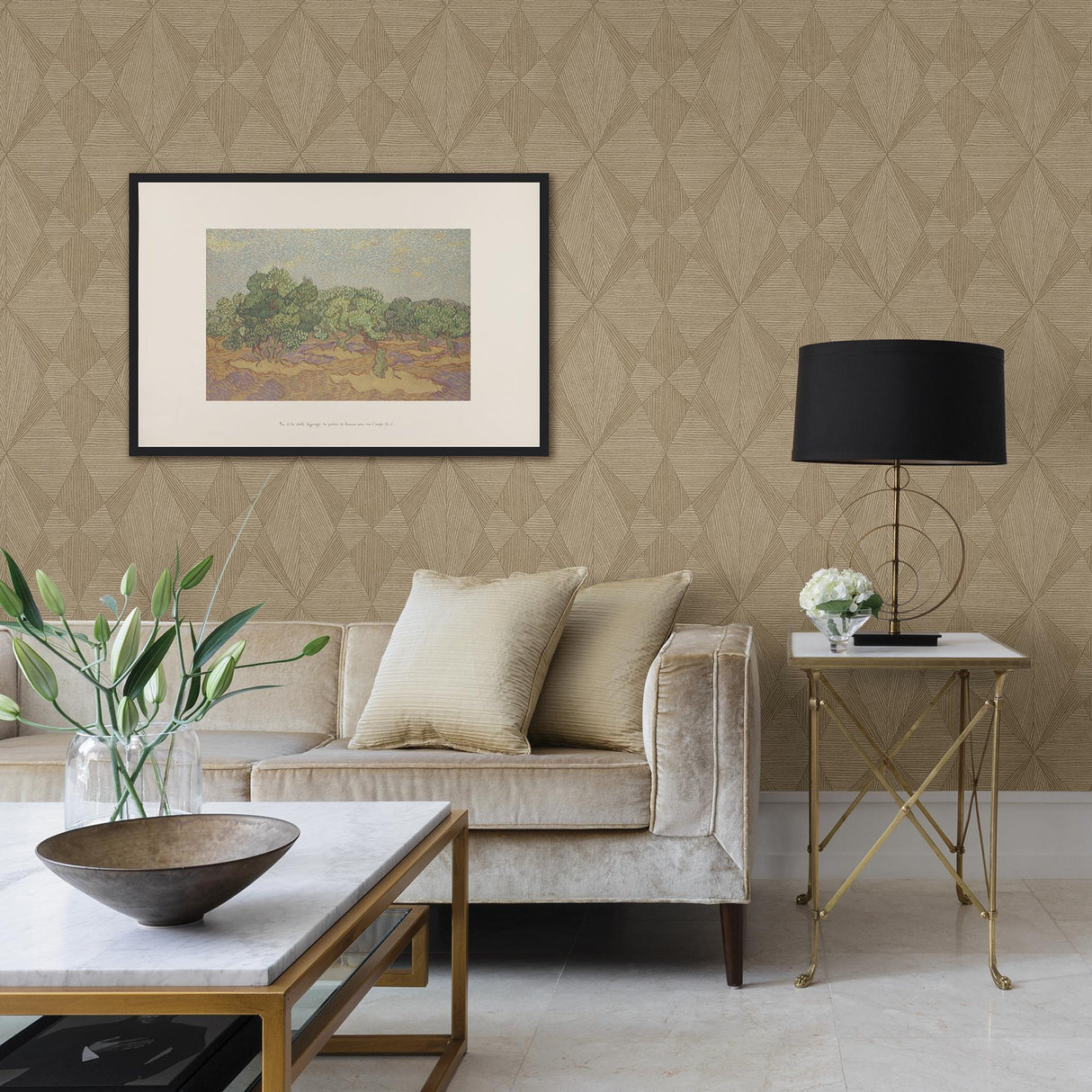 York Intrinsic Light Brown Textured Geometric Wallpaper