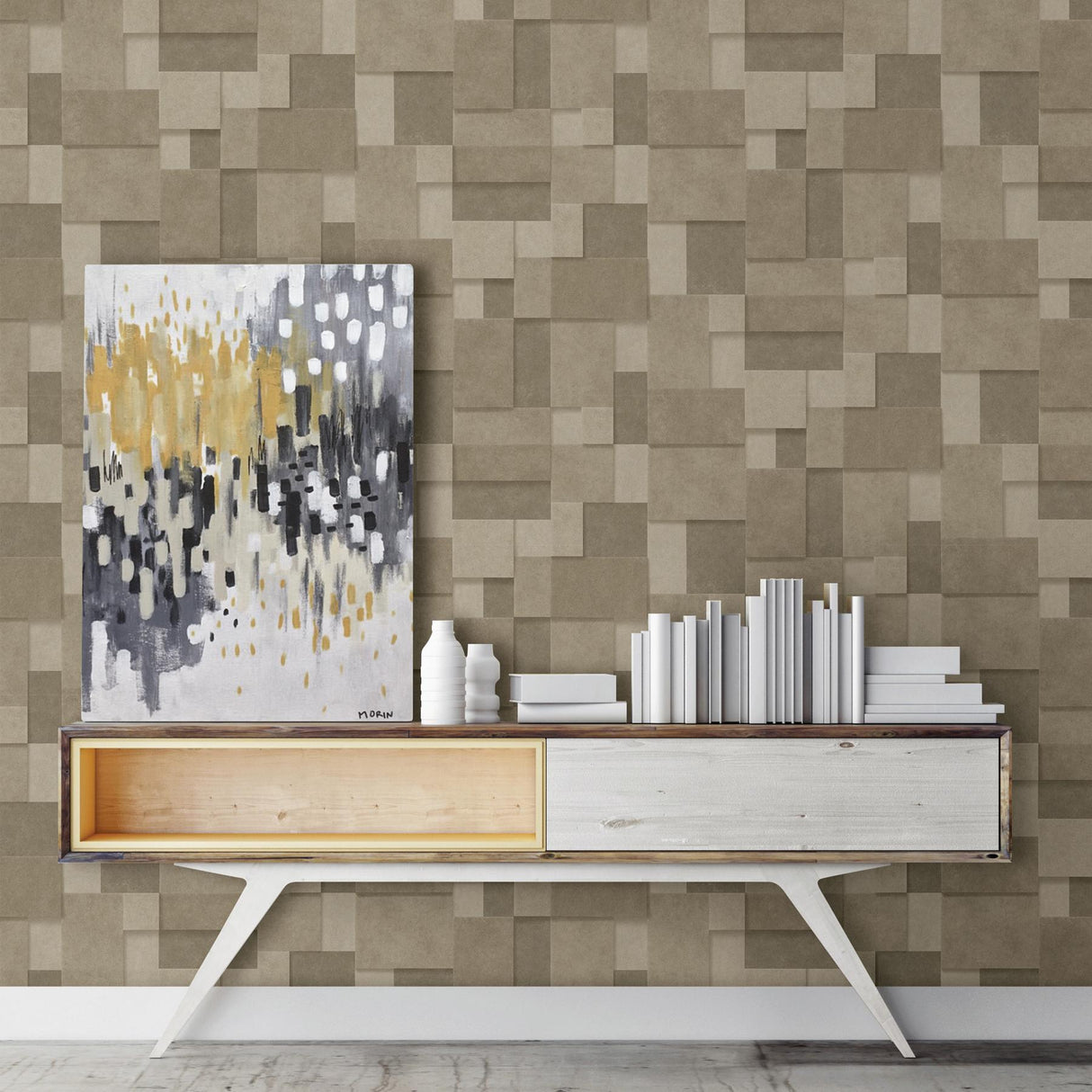 York Duchamp Gold Patchwork Metallic Wallpaper