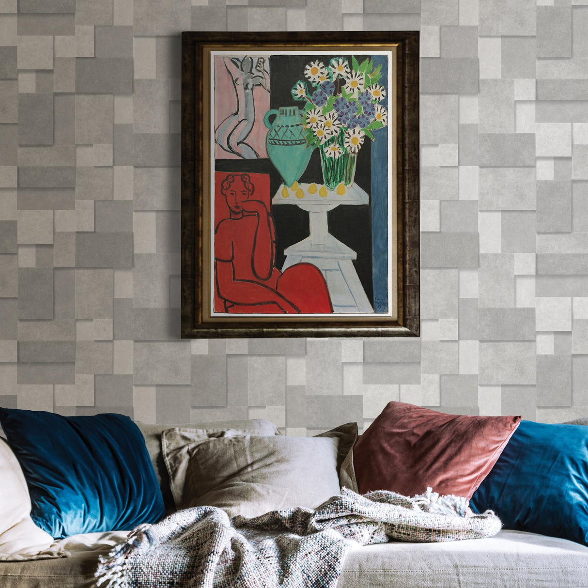 York Duchamp Silver Patchwork Metallic Wallpaper