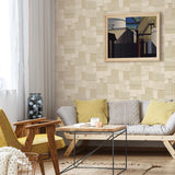 York Duchamp Wheat Patchwork Metallic Wallpaper