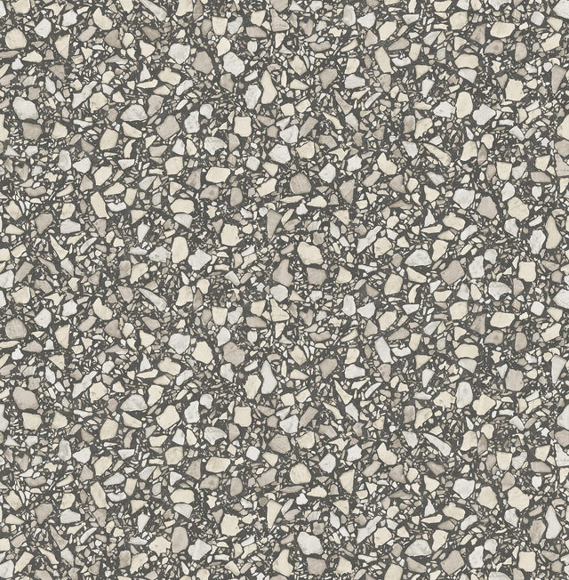 York Aldrich Black Terrazzo Wallpaper