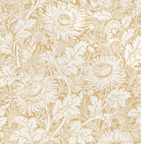 York Zinnia Mustard Floral Wallpaper