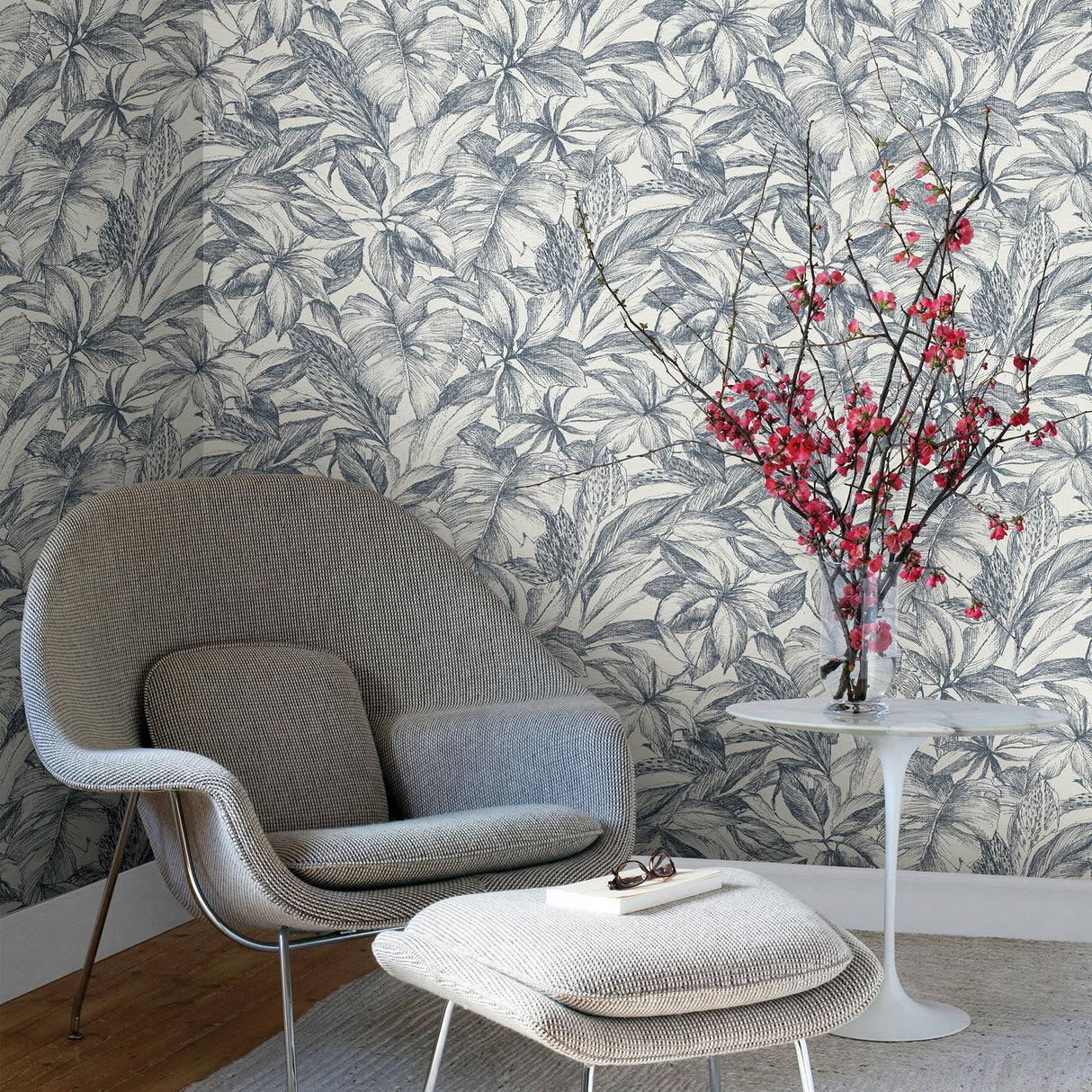 York Simone Denim Tropical Wallpaper