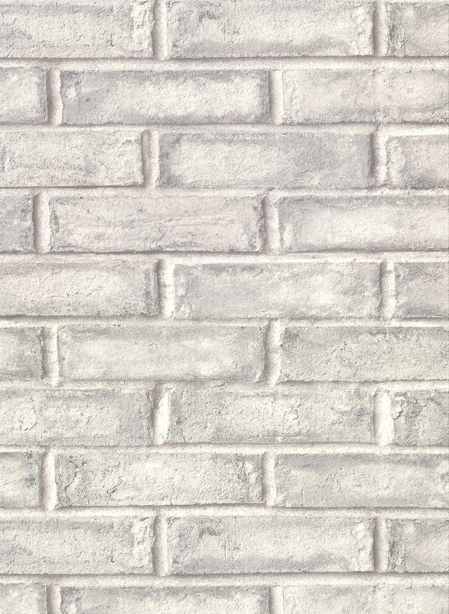 York Appleton Grey Faux Weathered Brick Wallpaper
