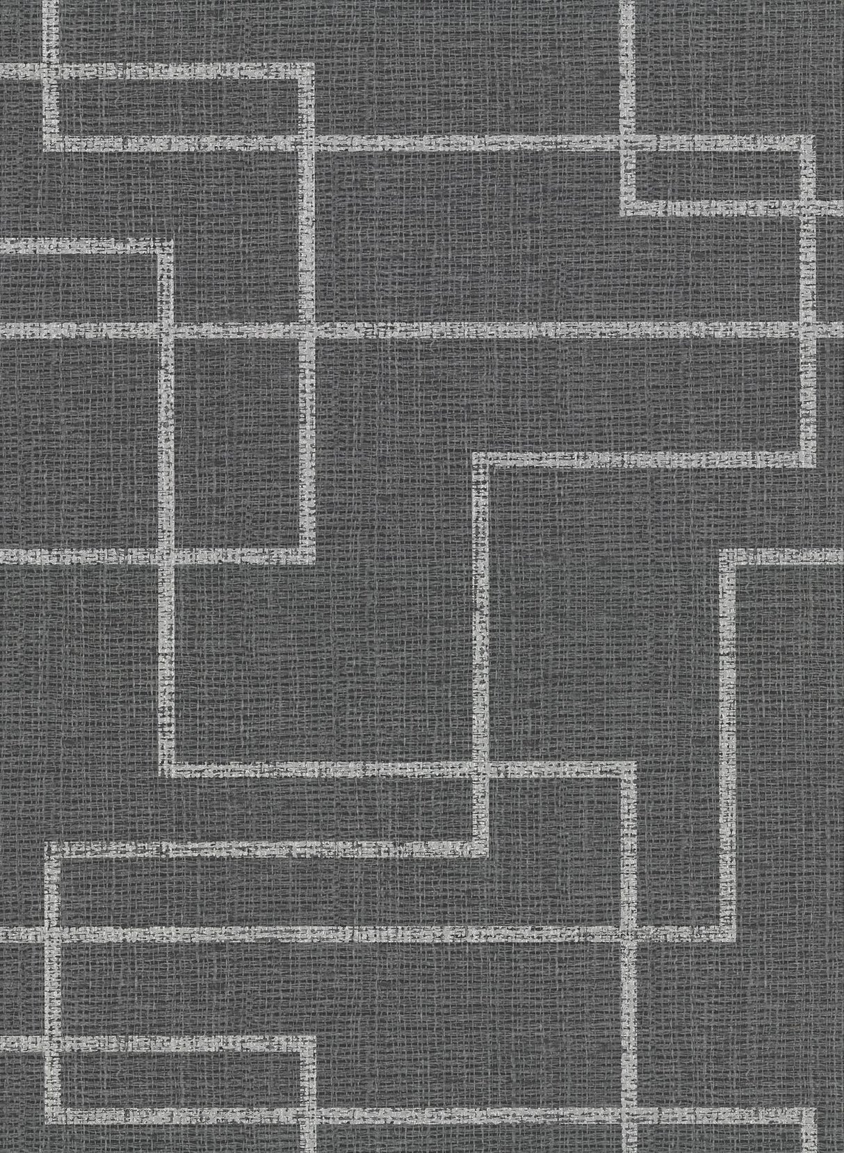 York Clarendon Charcoal Geometric Faux Grasscloth Wallpaper