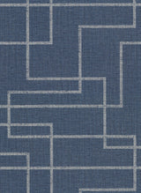York Clarendon Indigo Geometric Faux Grasscloth Wallpaper