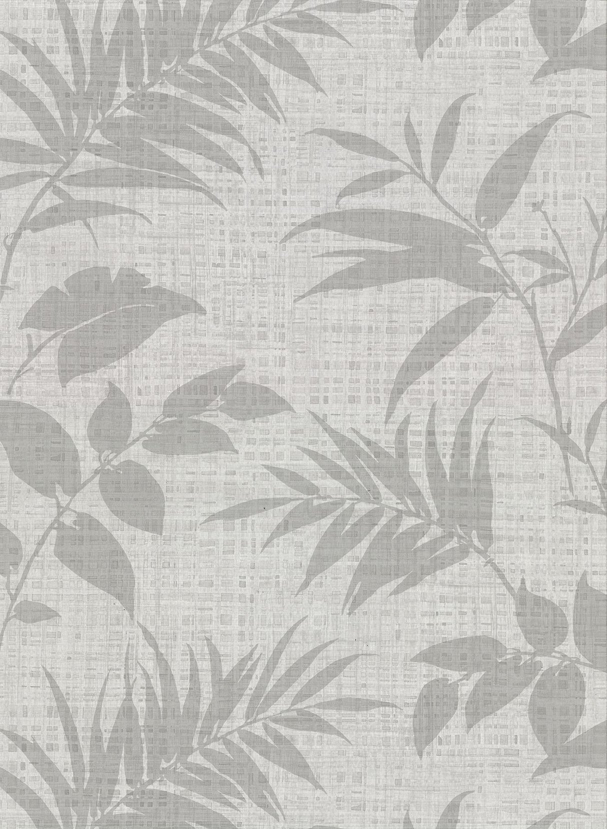 York Chandler Light Grey Botanical Faux Grasscloth Wallpaper