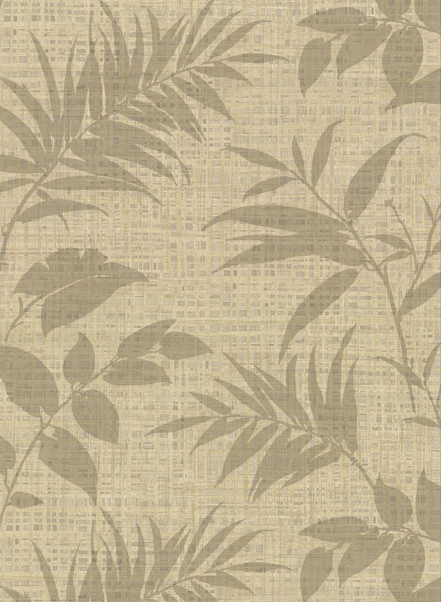 York Chandler Khaki Botanical Faux Grasscloth Wallpaper