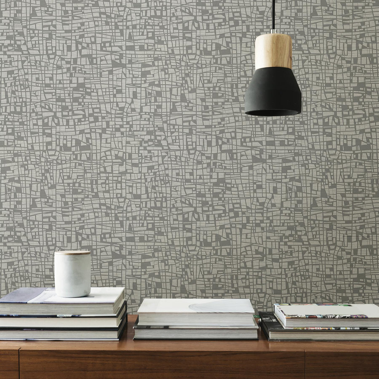 York Tiffany Grey Abstract Geometric Wallpaper