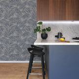 York Lanai Pewter Fronds Wallpaper