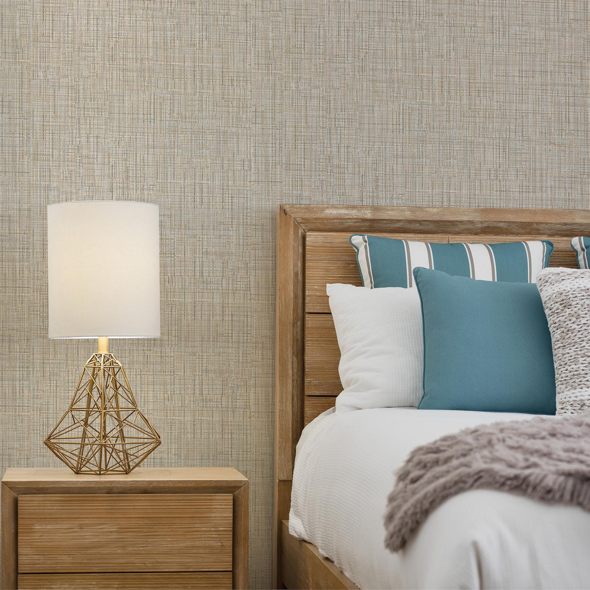 York Tartan Wheat Distressed Texture Wallpaper