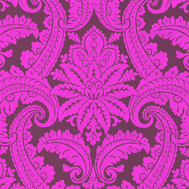 York Purple Foil Damask Wallpaper