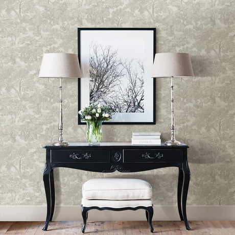 York Blyth Grey Toile Wallpaper