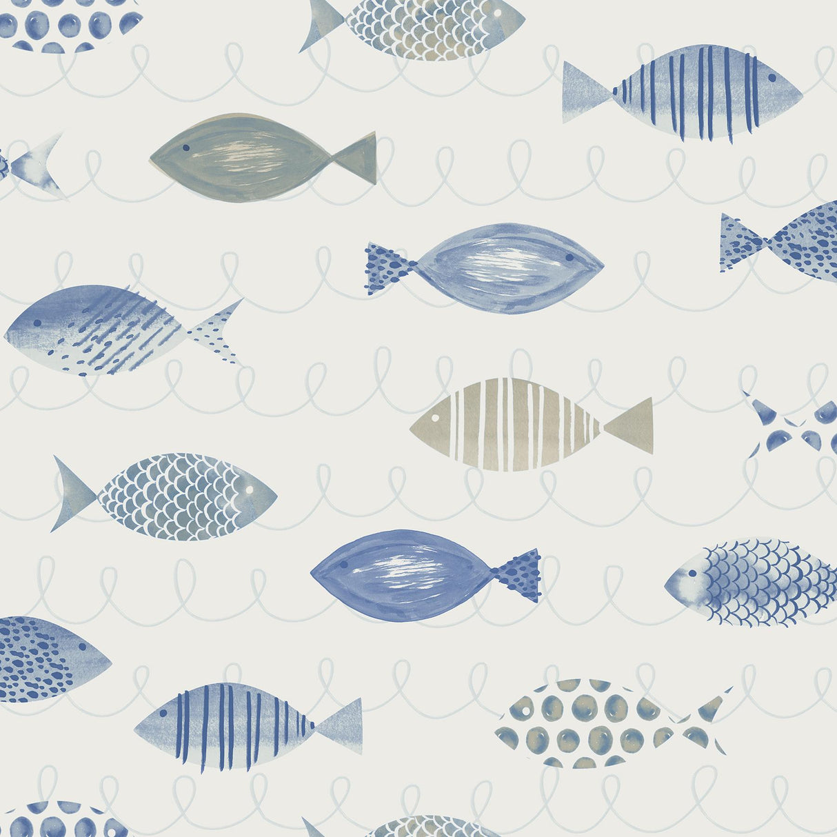 York Key West Blue Fish Wallpaper