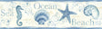 York Island Bay Blue Seashells Border