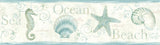 York Island Bay Teal Seashells Border