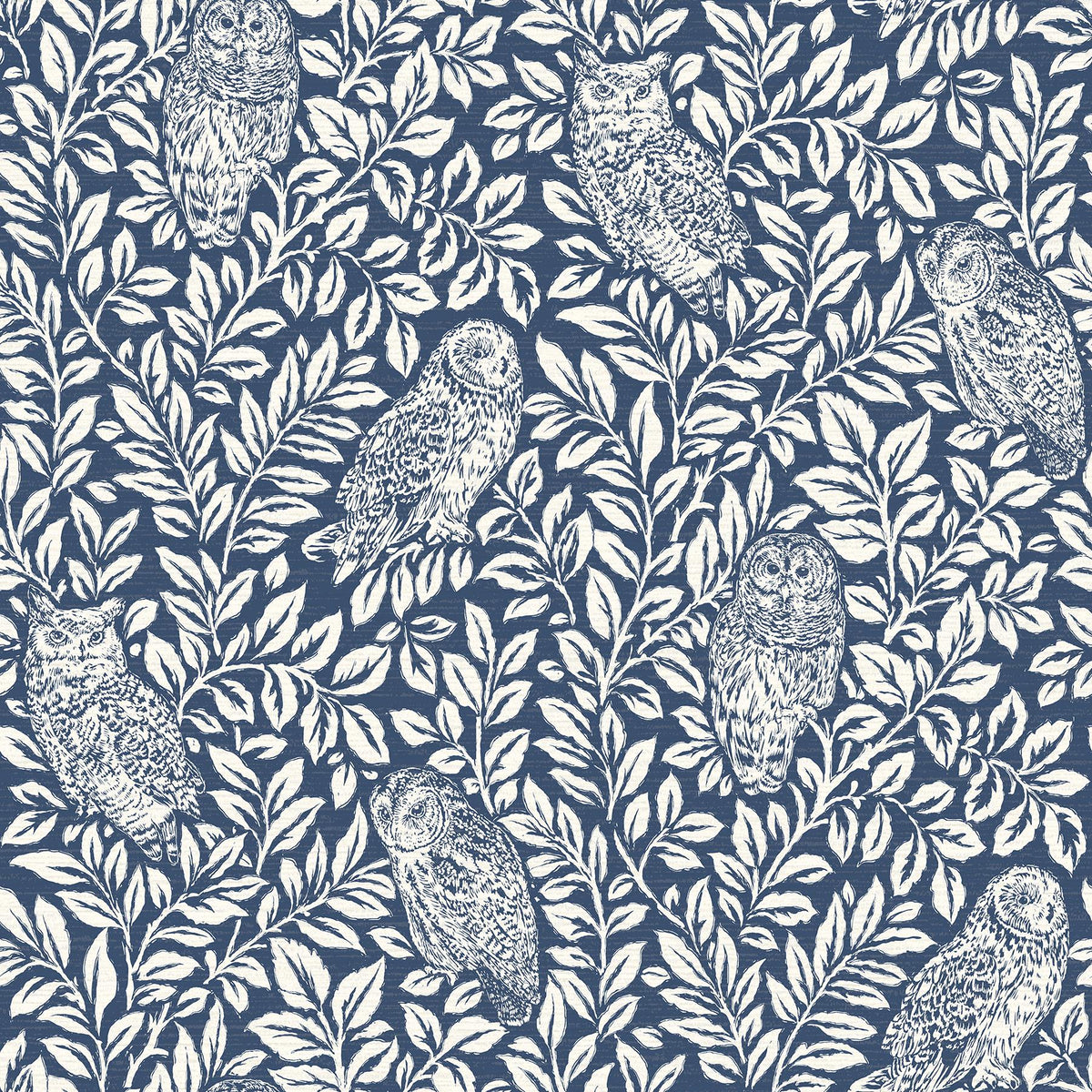 York Parliament Navy Owl Wallpaper