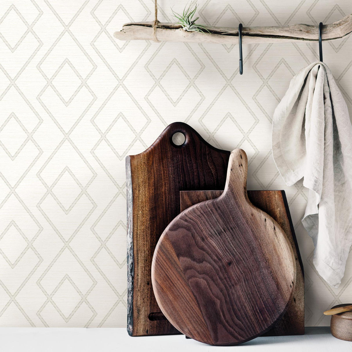 York Blaze White Trellis Wallpaper