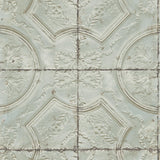 York Susanna Teal Vintage Tin Tile Wallpaper