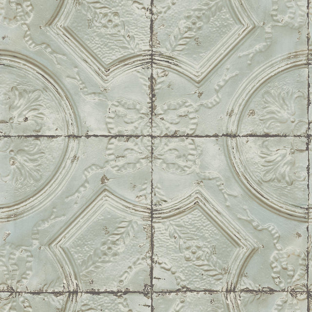 York Susanna Teal Vintage Tin Tile Wallpaper