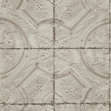 York Susanna Taupe Vintage Tin Tile Wallpaper