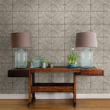 York Susanna Taupe Vintage Tin Tile Wallpaper