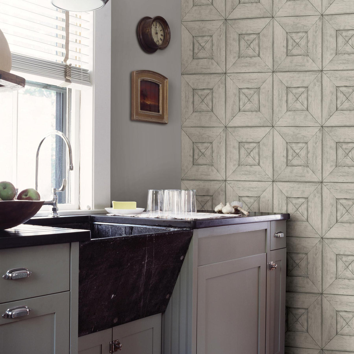 York Avery Light Grey Wood Wallpaper