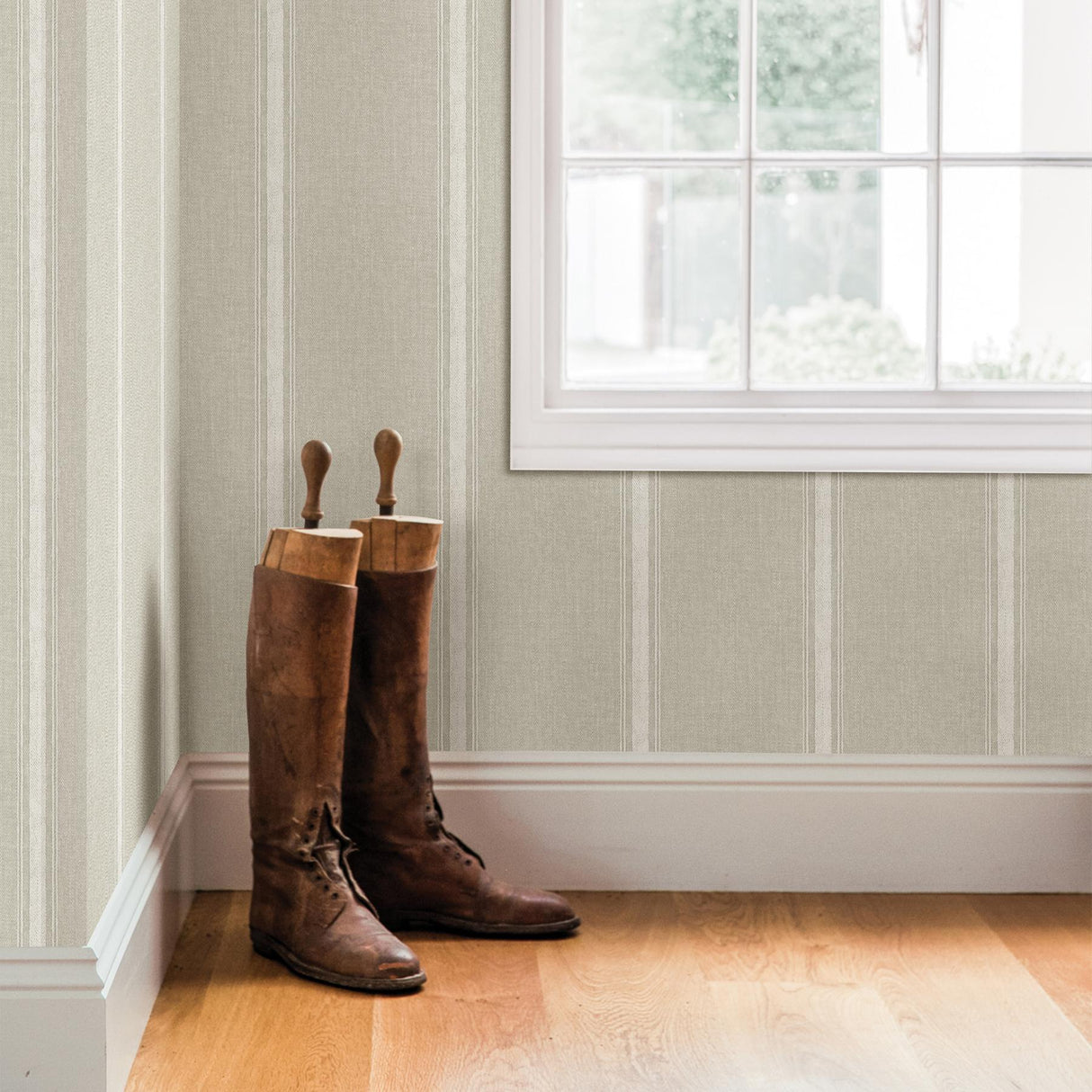 York Linette Light Grey Fabric Stripe Wallpaper