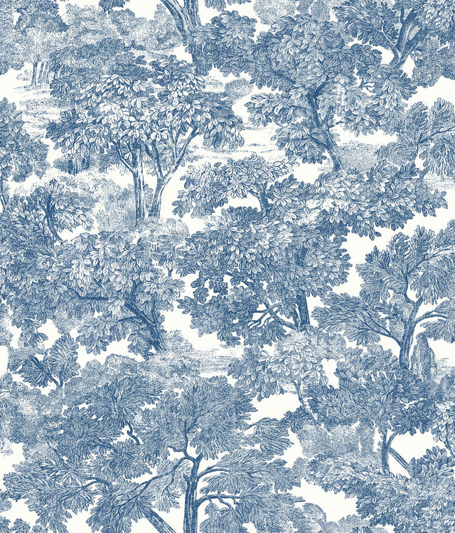 York Spinney Blue Toile Wallpaper