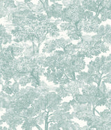 York Spinney Teal Toile Wallpaper