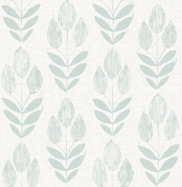 York Garland Teal Block Tulip Wallpaper