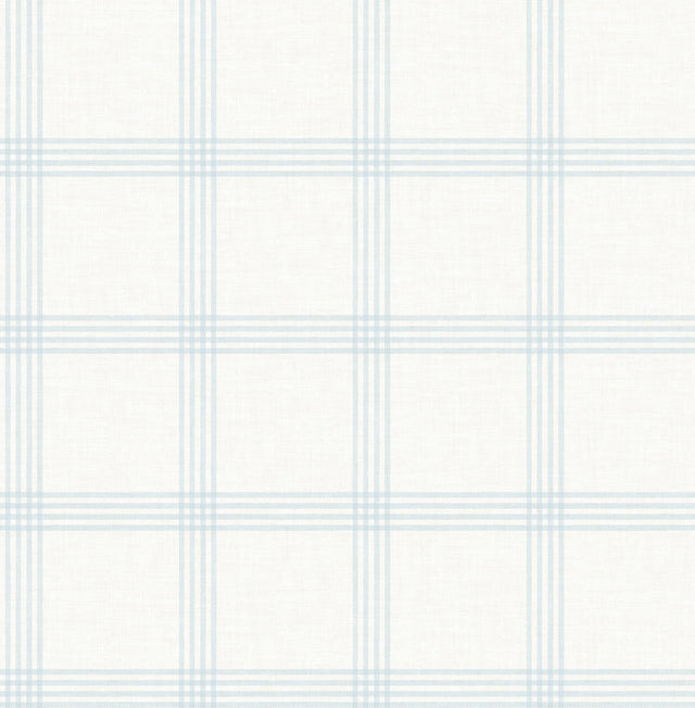 York Twain Light Blue Plaid Wallpaper