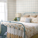 York Twain Light Blue Plaid Wallpaper