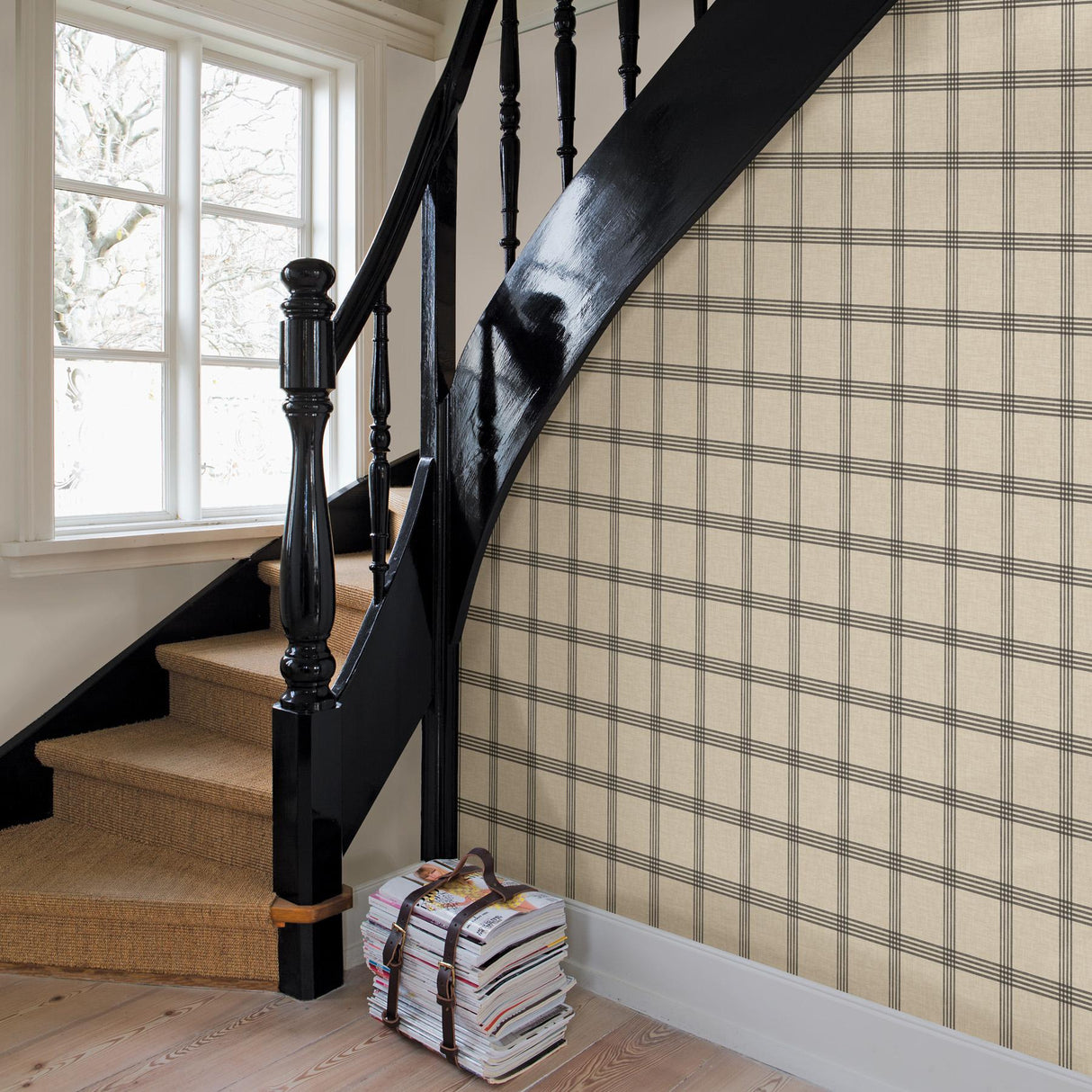 York Twain Black Plaid Wallpaper