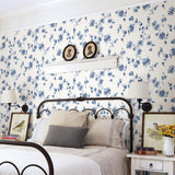 York Cyrus Blue Festive Floral Wallpaper
