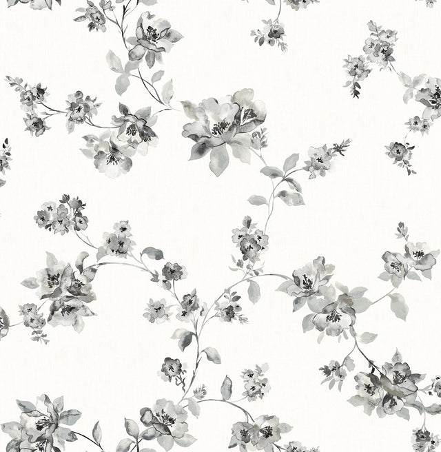 York Cyrus Black Festive Floral Wallpaper