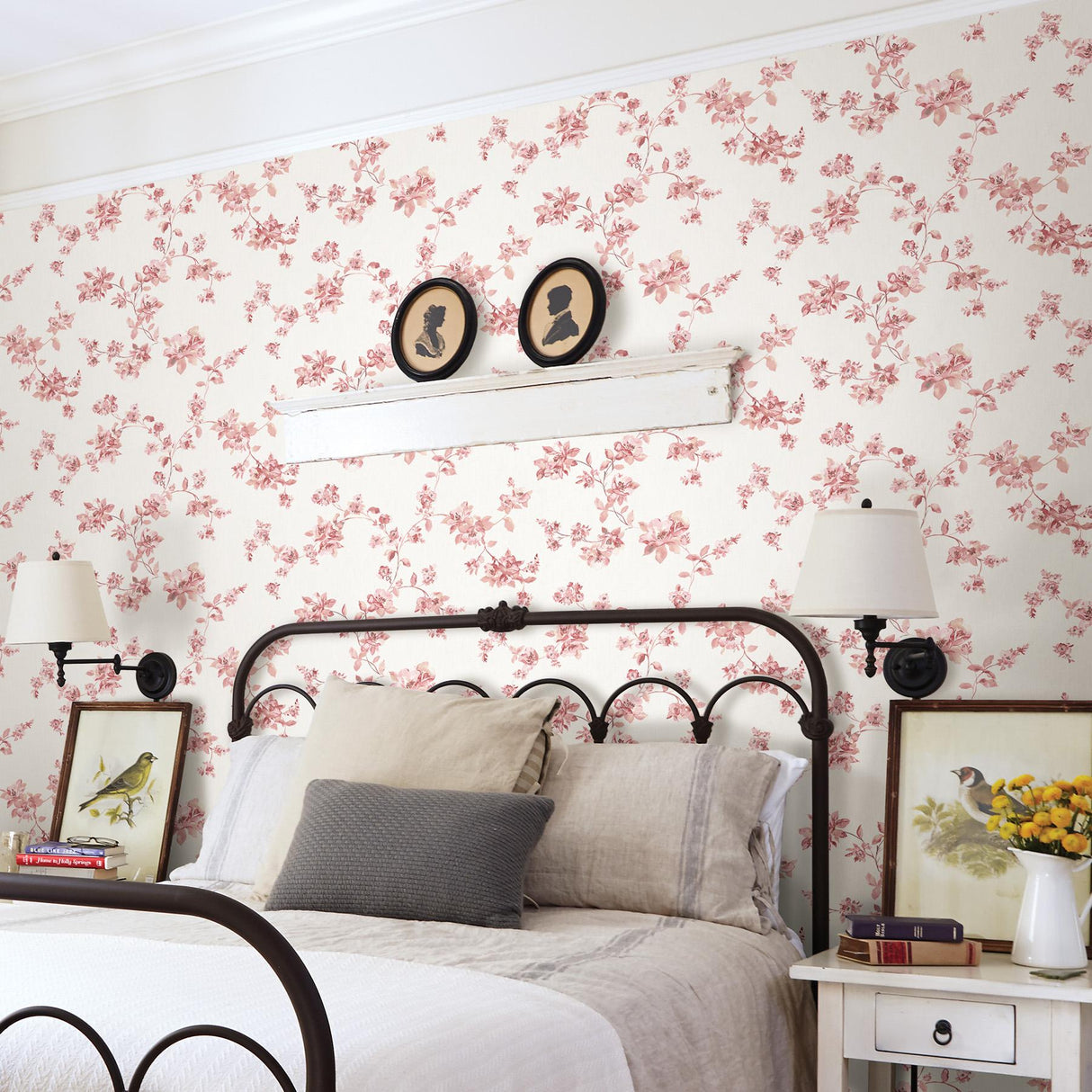 York Cyrus Rose Festive Floral Wallpaper