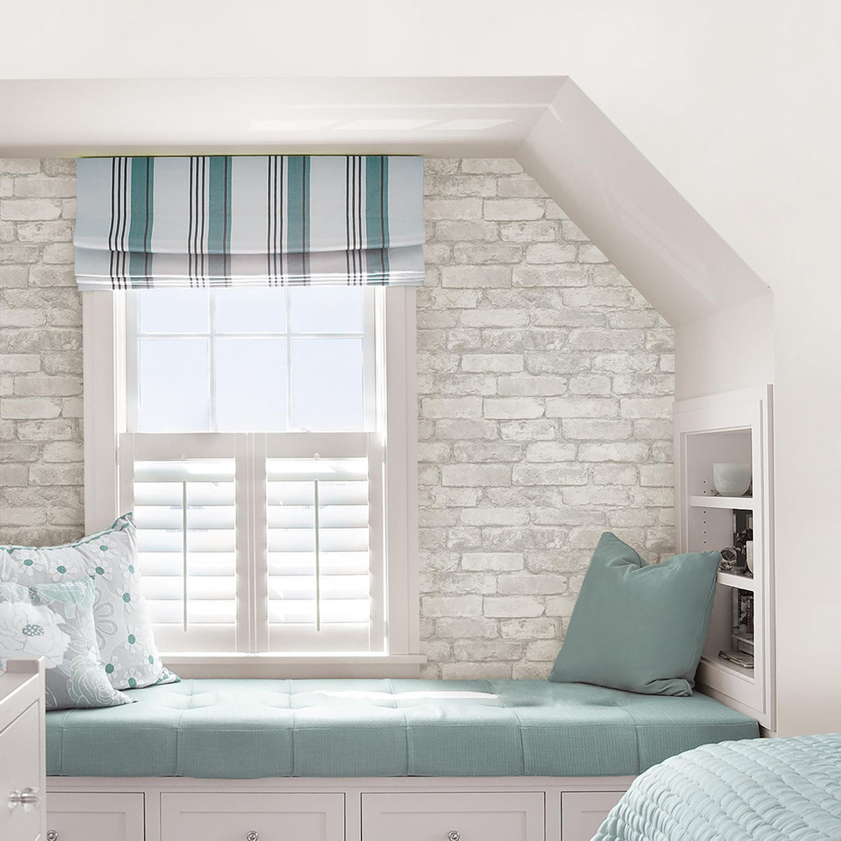 York Buchanan Off-White Brick Wallpaper