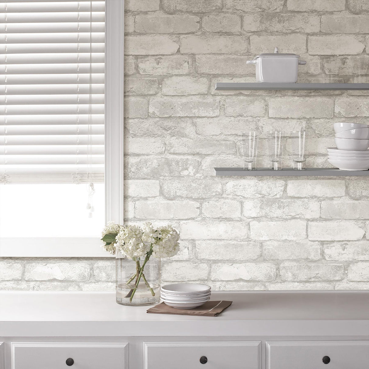 York Buchanan Off-White Brick Wallpaper