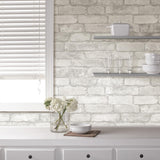 York Buchanan Off-White Brick Wallpaper