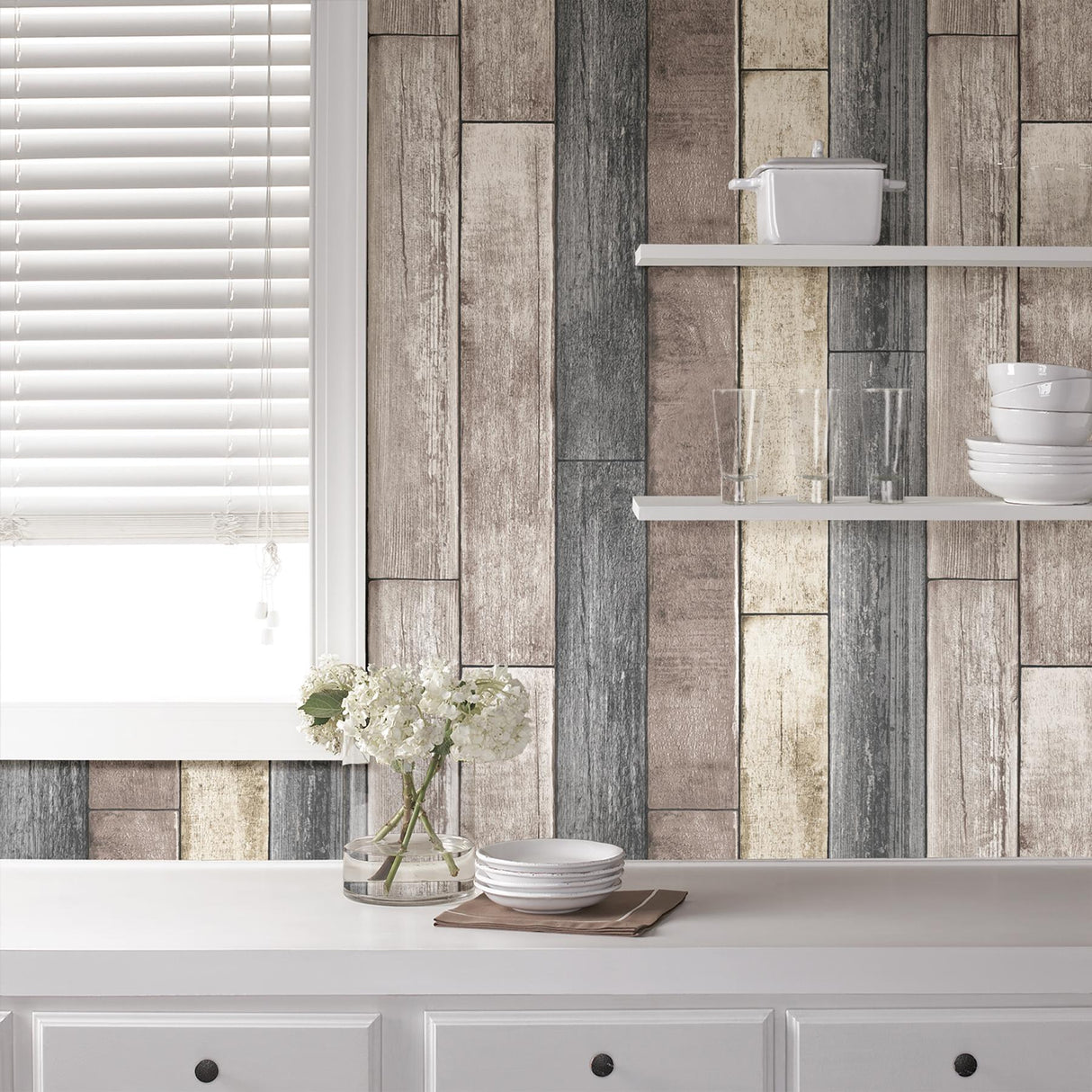 York Emory Multicolor Reclaimed Wood Plank Wallpaper