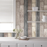 York Emory Multicolor Reclaimed Wood Plank Wallpaper