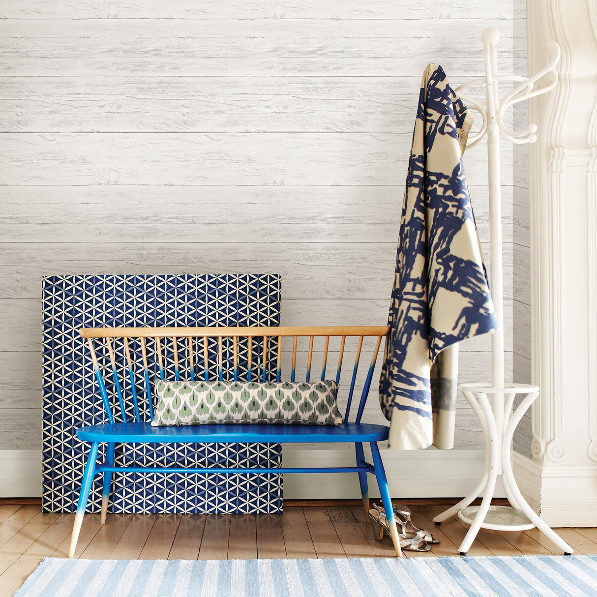 York Jared Off-White Shiplap Wallpaper