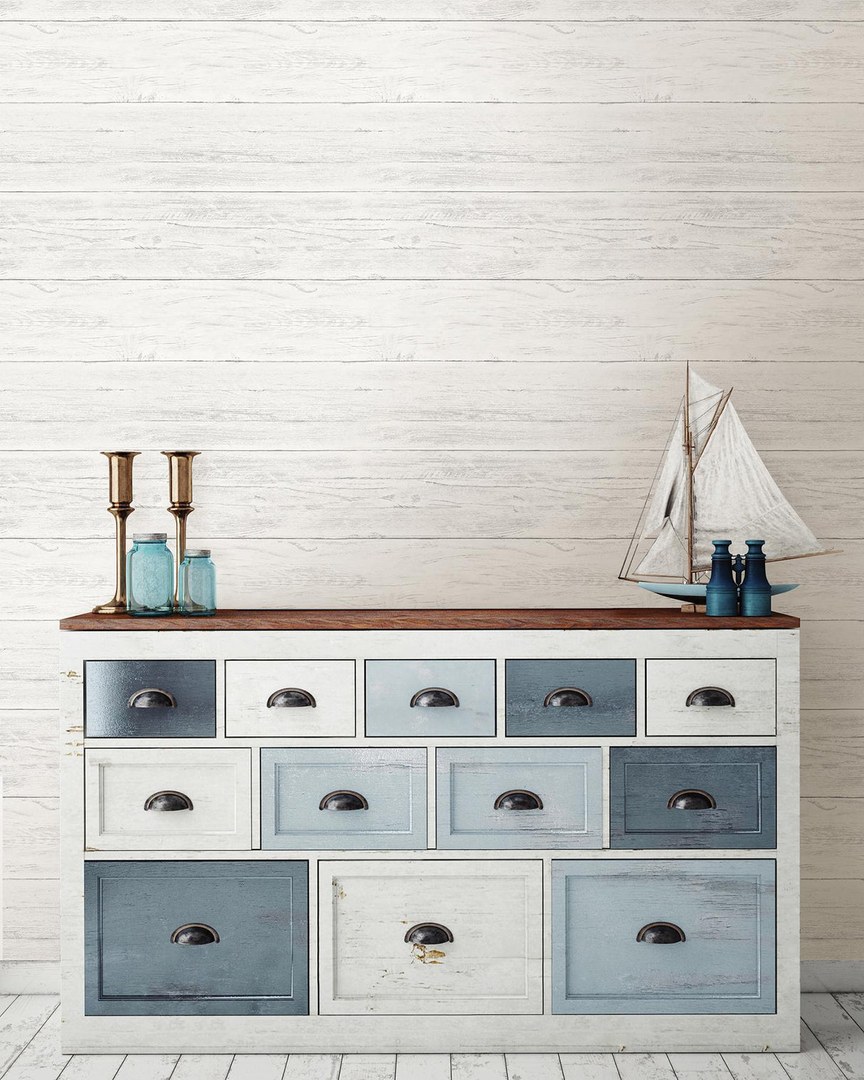 York Jared Off-White Shiplap Wallpaper