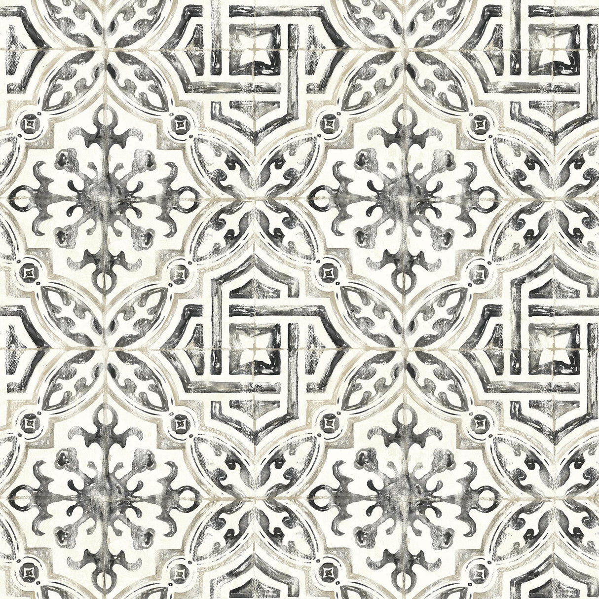 York Sonoma Black Spanish Tile Wallpaper