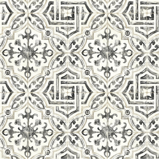 York Sonoma Black Spanish Tile Wallpaper